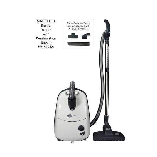 SEBO AIRBELT E1 Kombi Canister Vacuum with Combination Floor Nozzle (White)