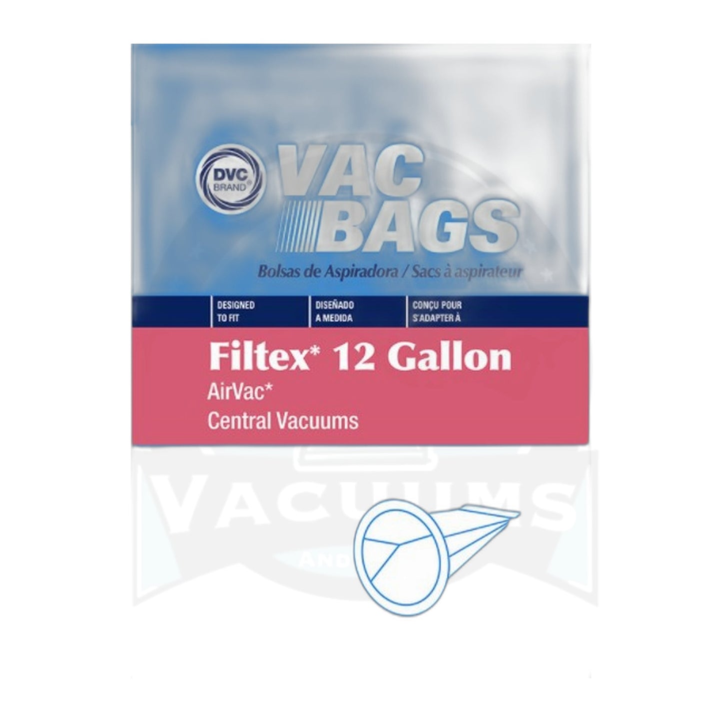 Filtex 12-Gallon Paper Central Vacuum Bags, 4-Pack for AirVac & CVI