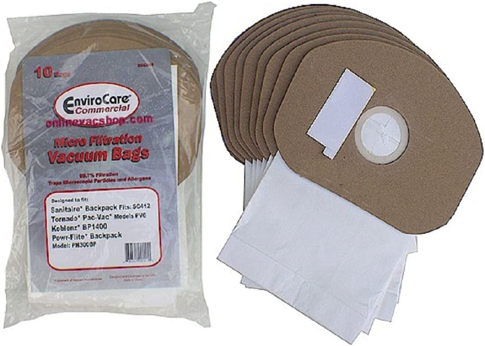 EnviroCare ECC340 Backpack Vacuum Bags, 10 Pack