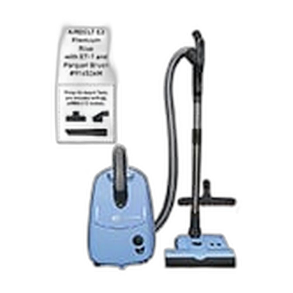 SEBO AIRBELT E3 Premium Canister Vacuum with ET-1 Power Head and Parquet Brush (Blue)