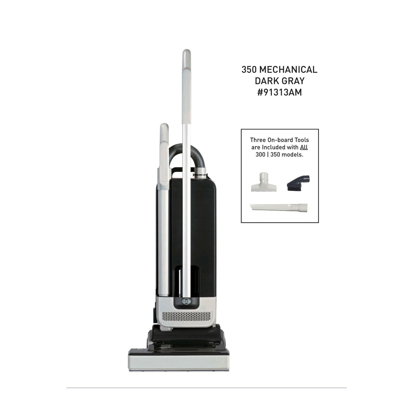 SEBO 350 MECHANICAL Bagged Upright Vacuum, Light Gray and Gray Black