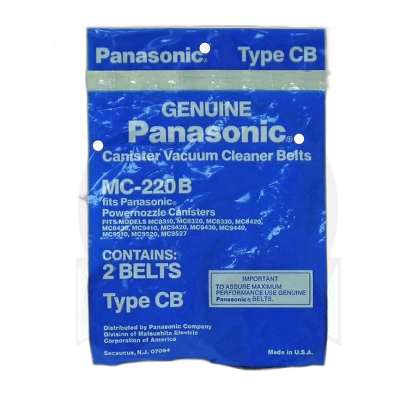 Panasonic CB Vacuum Belts, 2-Pack Replacement Drive Belts