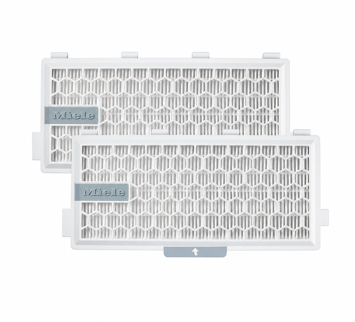 Miele SF-HA 50-2 HEPA AirClean Filters – 2 Pack on white background