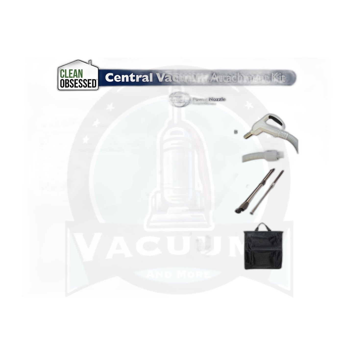 Clean Obsessed SEBO Central Vac Kit - 30' Direct-Connect Hose, 12" White Powerhead