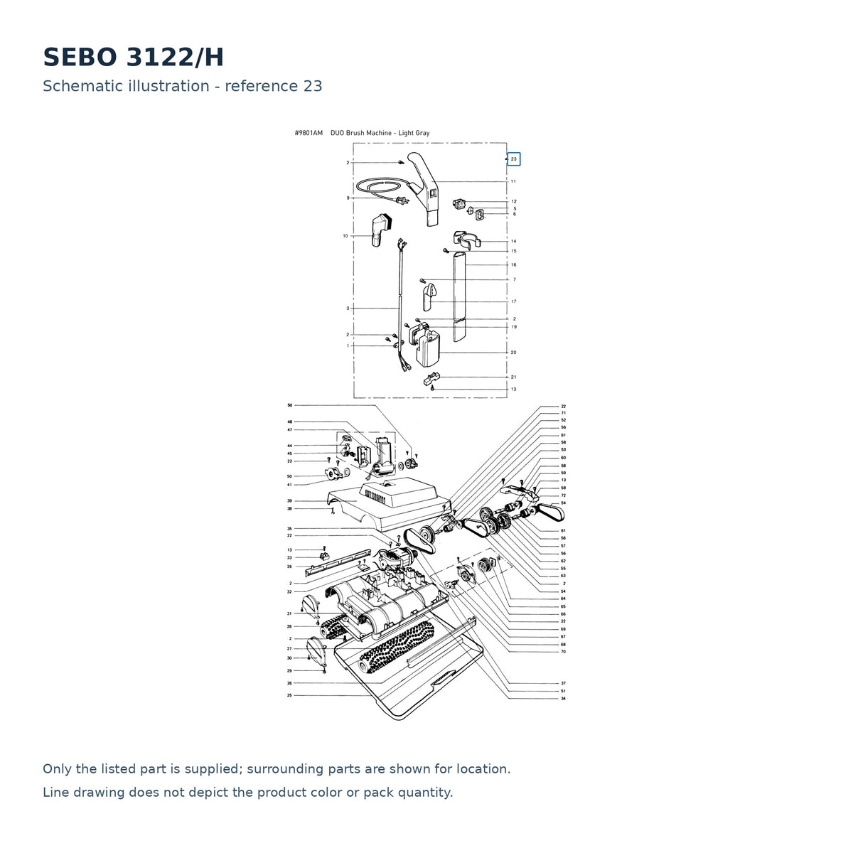 SEBO 3122/H schematic illustration; reference 23; only the listed part supplied