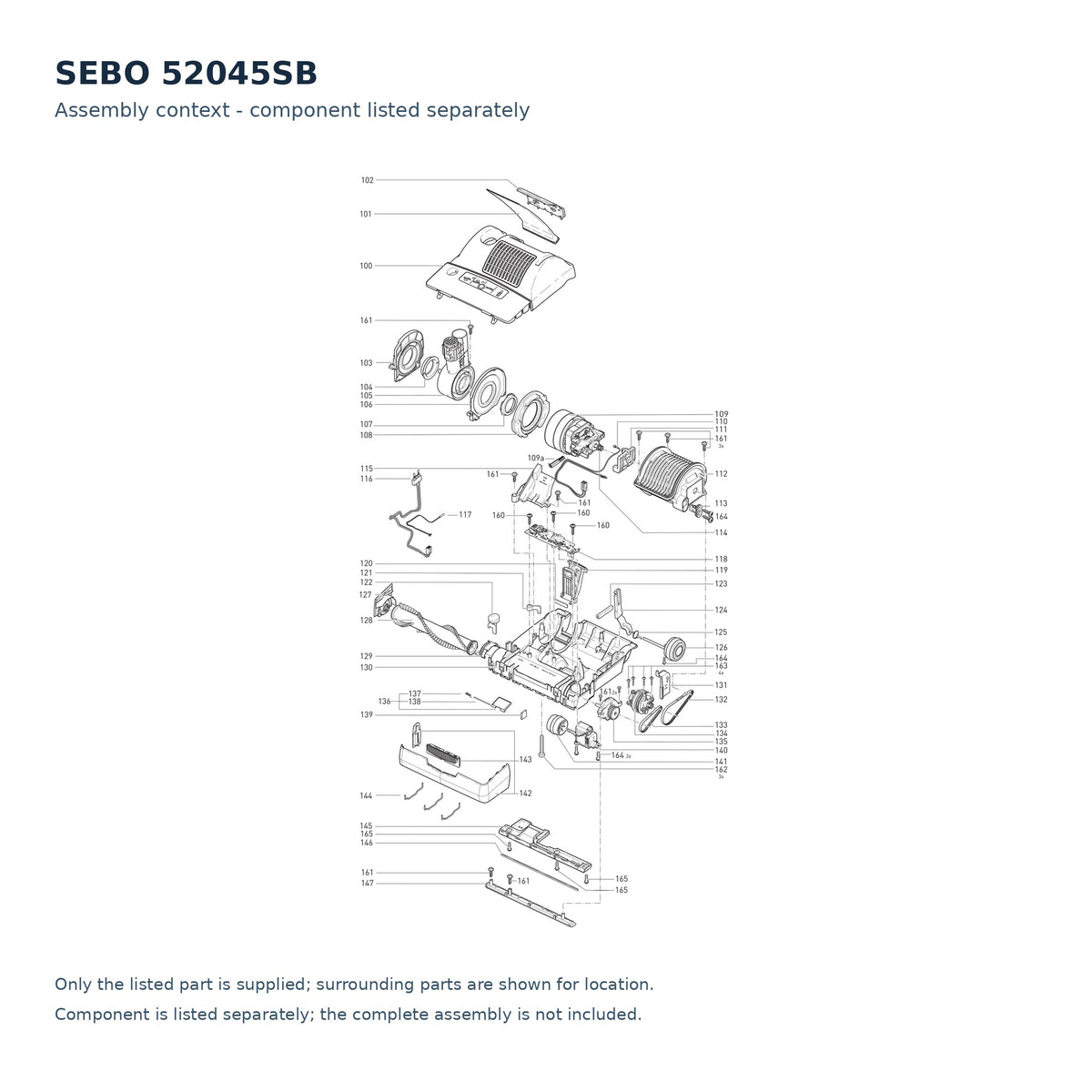 SEBO 52045SB schematic illustration; component context, no separate callout; only the listed part supplied
