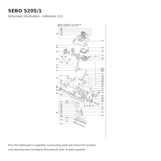 SEBO 5205/1 schematic illustration; reference 113; only the listed part supplied