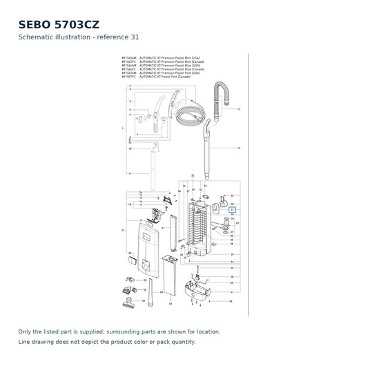 SEBO 5703CZ schematic illustration; reference 31; only the listed part supplied