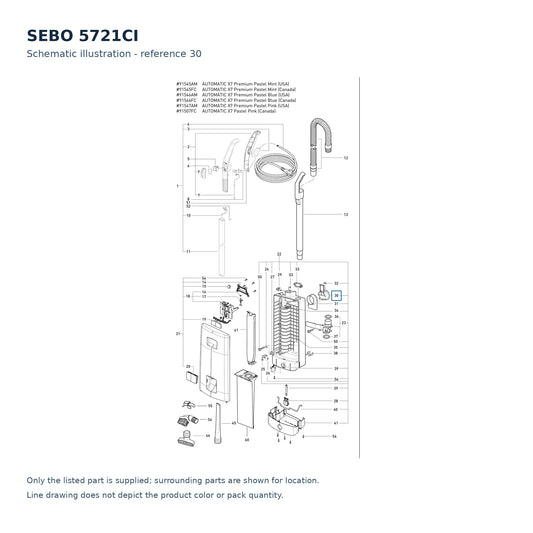 SEBO 5721CI schematic illustration; reference 30; only the listed part supplied