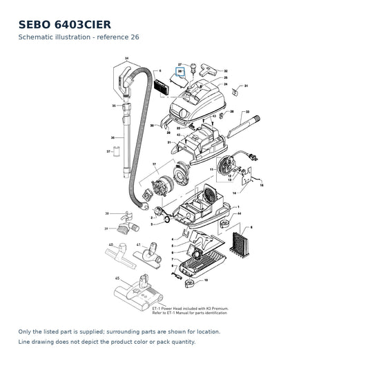 SEBO 6403CIER schematic illustration; reference 26; only the listed part supplied