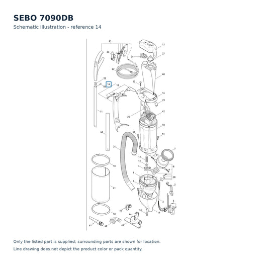 SEBO 7090DB schematic illustration; reference 14; only the listed part supplied
