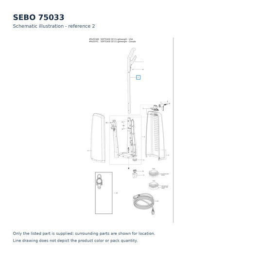 SEBO 75033 schematic illustration; reference 2; only the listed part supplied