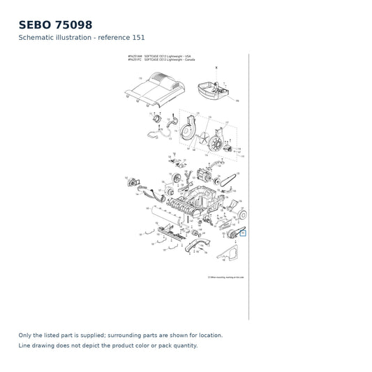 SEBO 75098 schematic illustration; reference 151; only the listed part supplied