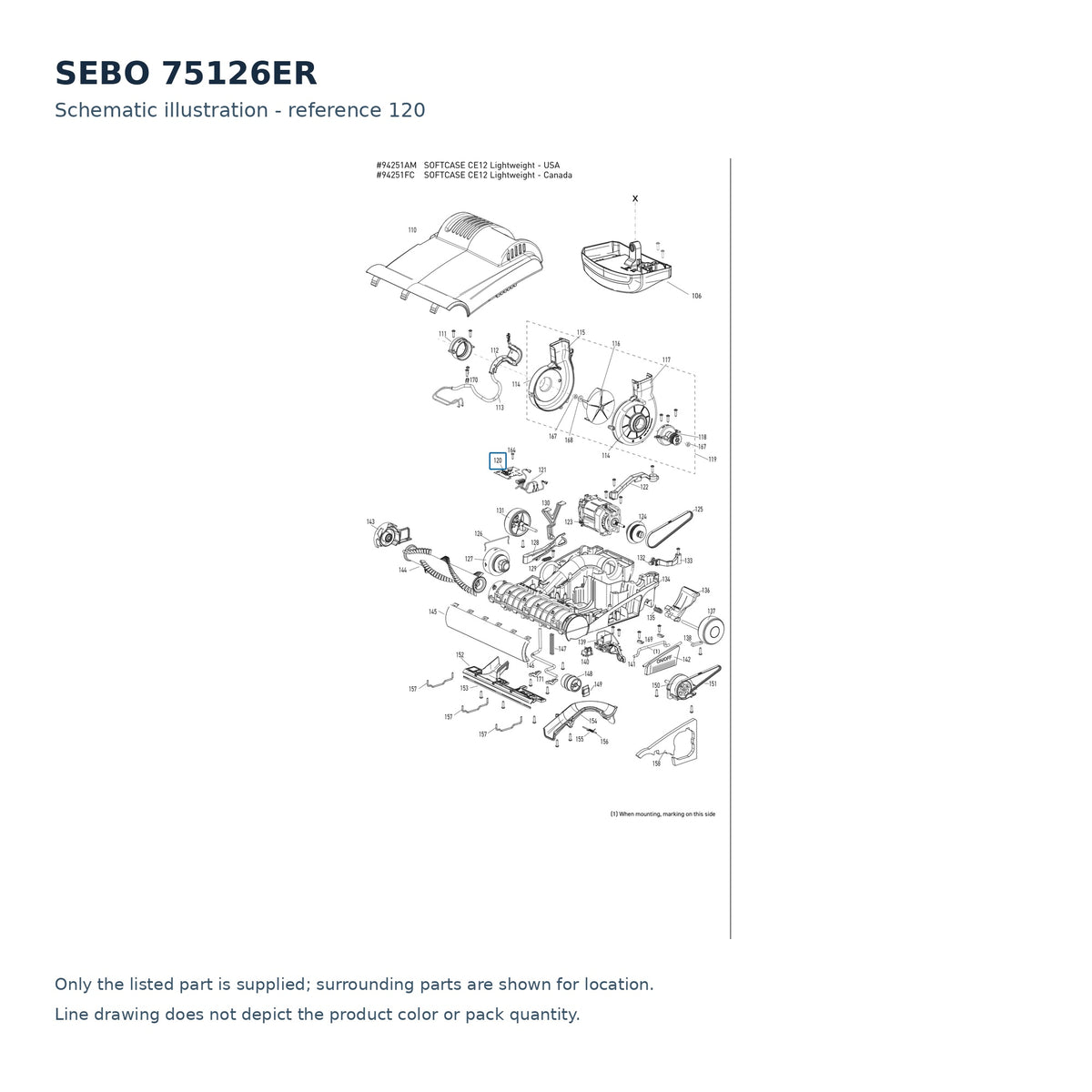 SEBO 75126ER schematic illustration; reference 120; only the listed part supplied