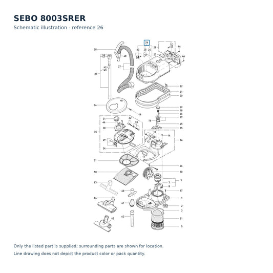 SEBO 8003SRER schematic illustration; reference 26; only the listed part supplied