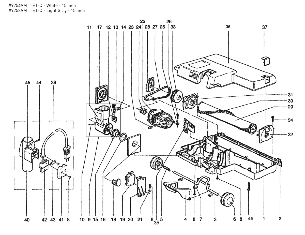 SEBO ET-C Power Head exploded parts diagram